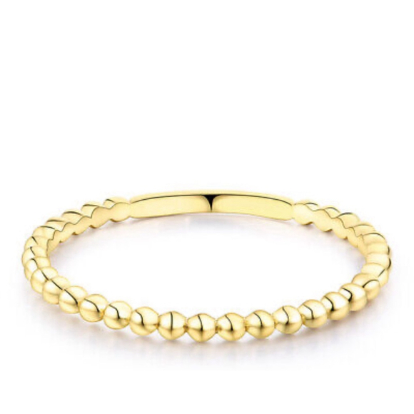NEW Dainty 14k Gold-Plated Bead Ball Ring, Jewelry, Size‎ 7 - Picture 1 of 16